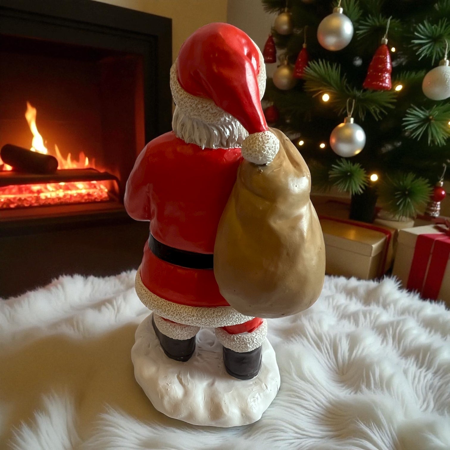 Svart jultomte resin figur - mångfaldsjulpynt. Black santa claus